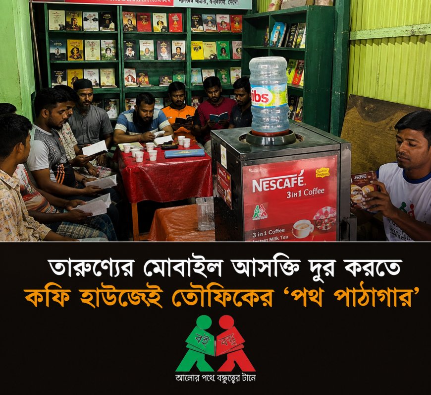 তরুণদের মোবাইল আসক্তি দূর করতে কফি হাউজেই তৌফিকের ‘পথ পাঠাগার’